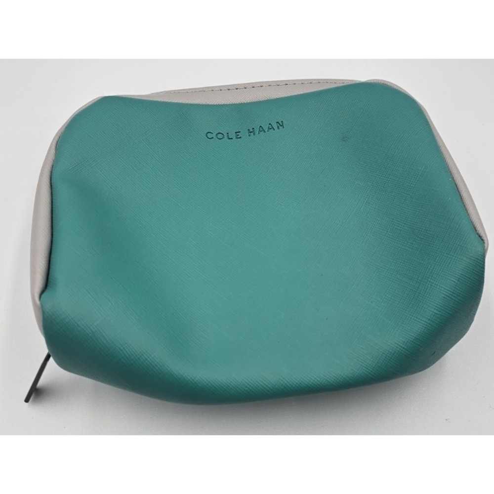 COLE HAAN Toiletry Travel Bag For American Airlines Green Zipper Logo 7"x6" Flaw
